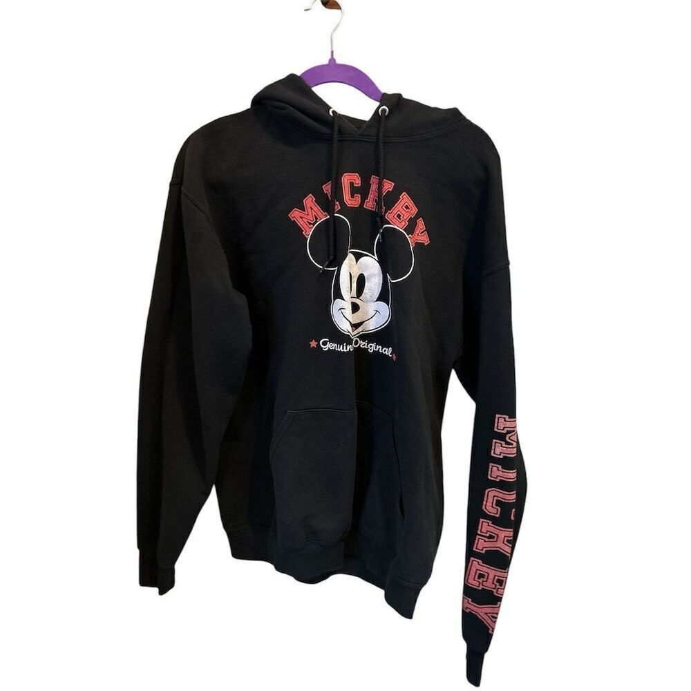 Disney Mickey Mouse Black Pullover Hoodie Unisex One Size Graphic Print